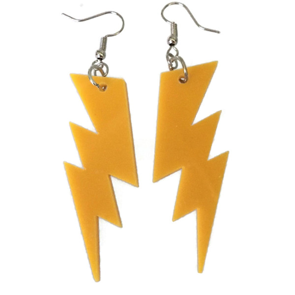 Earrings - Lightning - Gold/Glitter - Acrylic - Oversize Gold