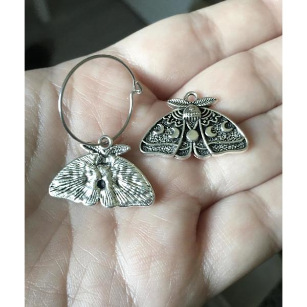 Creoler Moth Triple Moon Moth Fjäril Wicca Pagan Rostfria ringar Silver