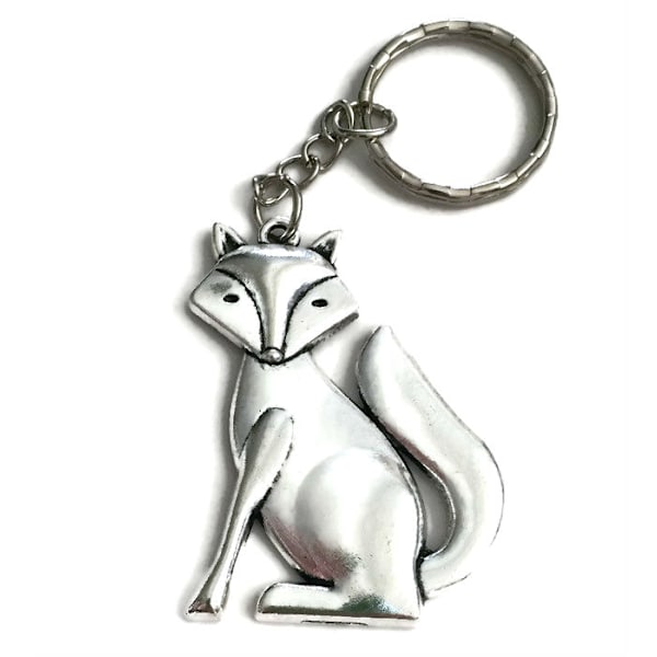 Nyckelring - Räv i tibetsilver Silver