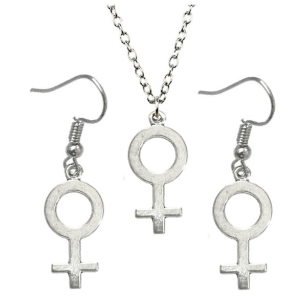 Necklace - Earrings - Set - Female Symbol Silver