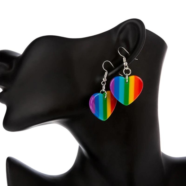 Øreringe - Hjerte - LGBT - Regnbue Black