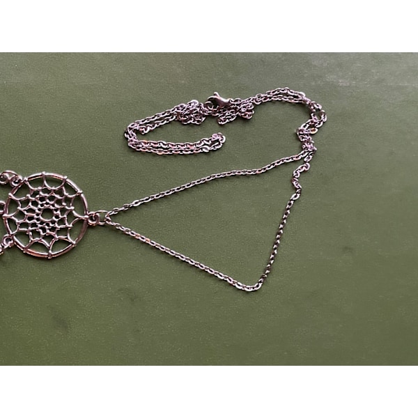 Necklace - Dreamcatcher - Mandala - Amethyst - Long Chain Purple