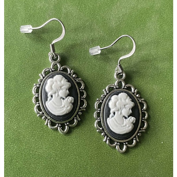 Necklace - Earrings - Set - Camé - Black White