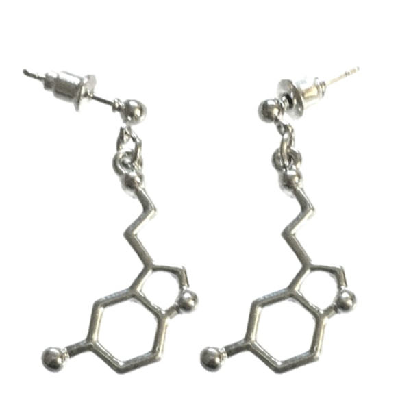 Örhängen Serotonin Molekyl Stift Stud Kemi Science Silver
