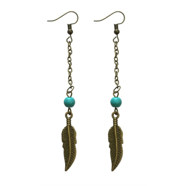 Earrings - Feather - Howlite - Chain Turquoise