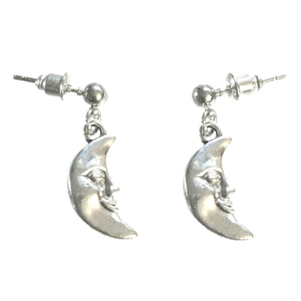 Örhängen Måne Stift Crescent Moon Halvmåne Pagan Stud Silver