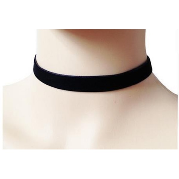 Choker Svart sammet Goth Halsband Velvet 1 cm