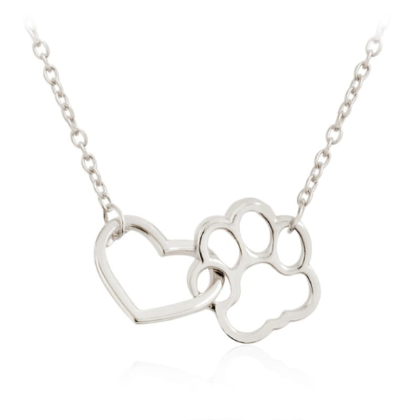 Necklace - Paw - Heart Silver