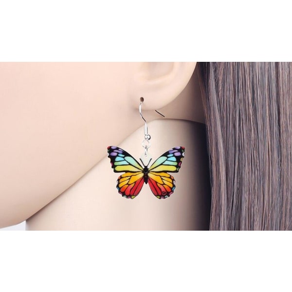 Örhängen Fjäril Regnbågsfärger Butterfly Oversize Rainbow multifärg