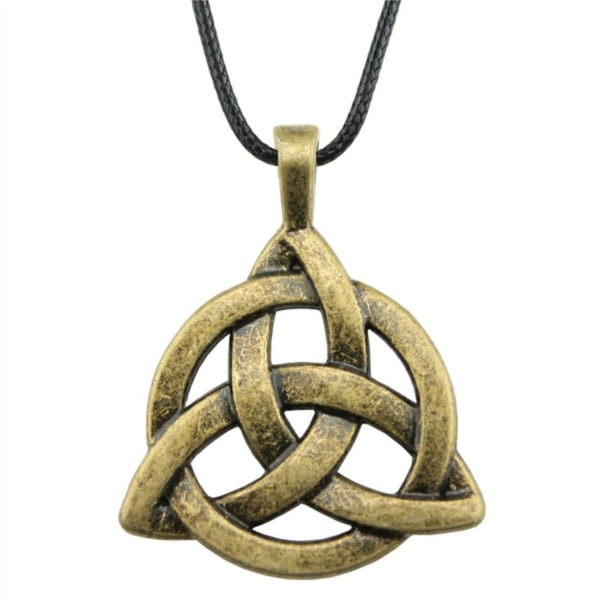 Halsband Triquetra Keltisk BRONS triangel Charmed Symbol Rem Brons