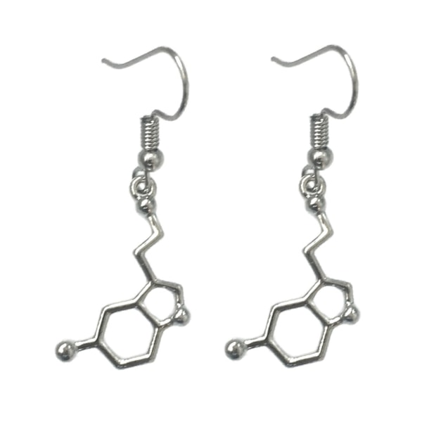 Örhängen Serotonin Symbol Molekyl Kemi Silver
