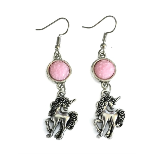 Earrings - Unicorn - Glitter - Druzy - Pink Pink