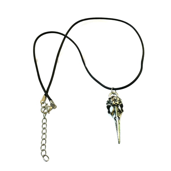 Necklace - Skull - Bird - Raven - Cord