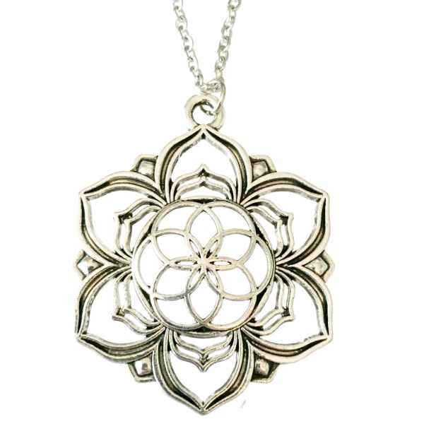 Halsband Seed Of Life Buddhism Lotusblomma Yoga Geometri Silver