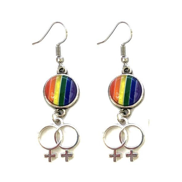 Earrings - Pride - Rainbow - Double Female Symbol Multicolor