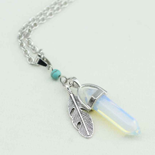 Necklace - Opalite - Feather - Howlite