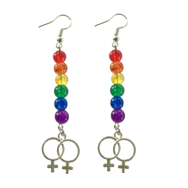 Örhängen Pride HBTQ Dubbel Kvinnosymbol Feminist Regnbågssmycke Rostfri Krok Multicolor