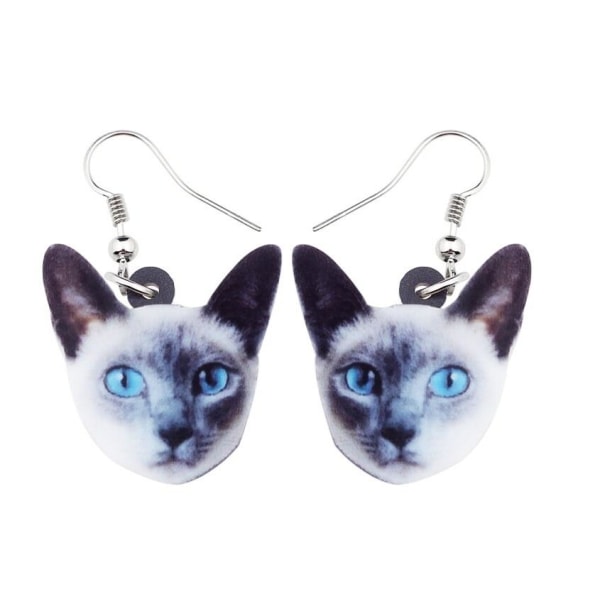 Earrings - Cat - Siamese - Acrylic Multicolor