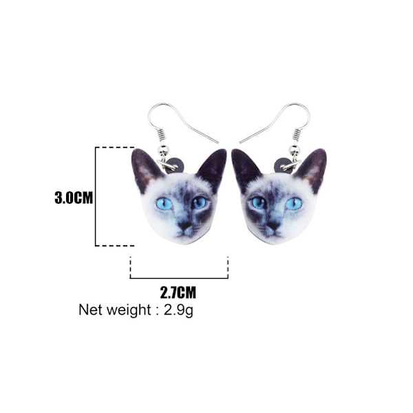 Earrings - Cat - Siamese - Acrylic Multicolor