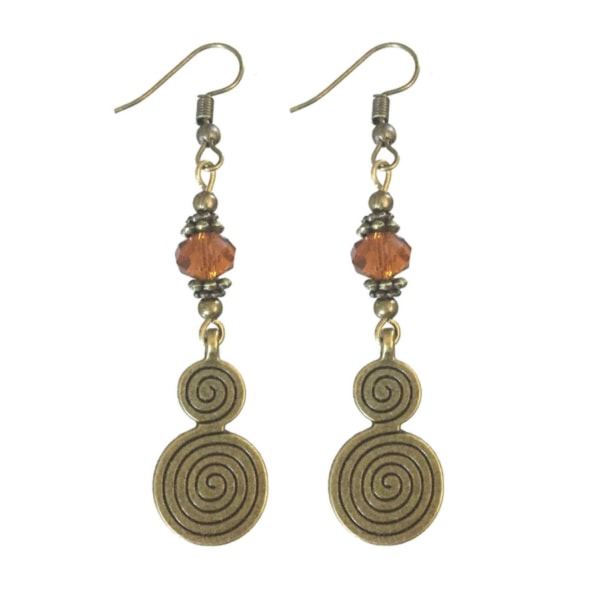 Earrings - Spiral of Life - Bead - Amber Brown