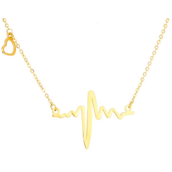 Halskjede - EKG - Hjerteslag - Hjerte - Gull Gold