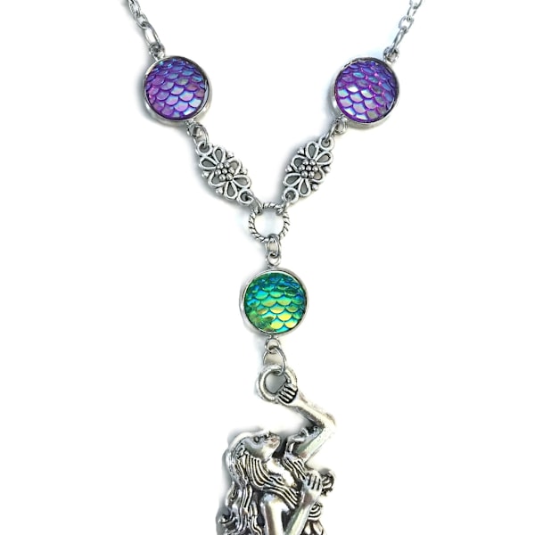 Halsband SJÖJUNGFRU SIREN Mermaid Rostfri Kedja Fjäll Fantasy 46/Sjöjungfru/x3fjäll