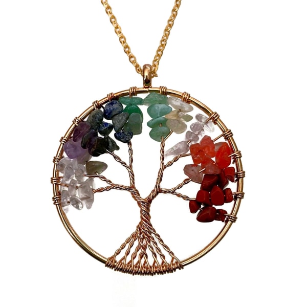 Halsband Livets Träd CHAKRA Tree Of Life Guldpläterad Rostfri multifärg