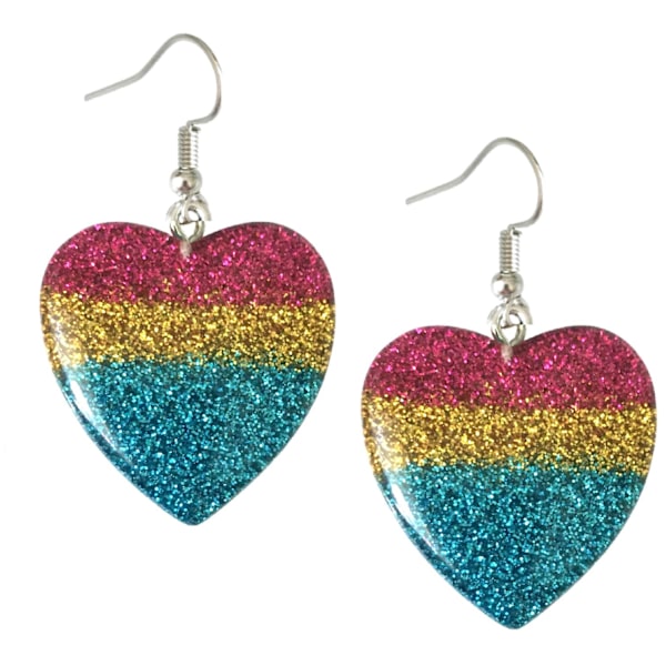Earrings - Heart - Glitter - Pink/Yellow/Blue Black