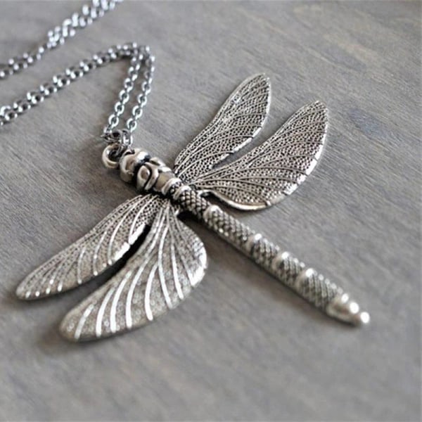 Halsband Trollslända XL Dragonfly Insekt Silver