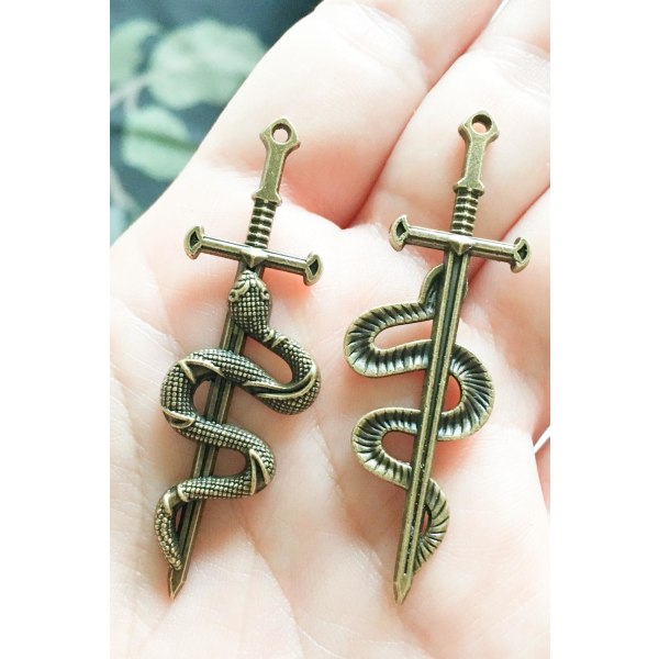 Earrings - Sword - Snake - Bronze Bronze