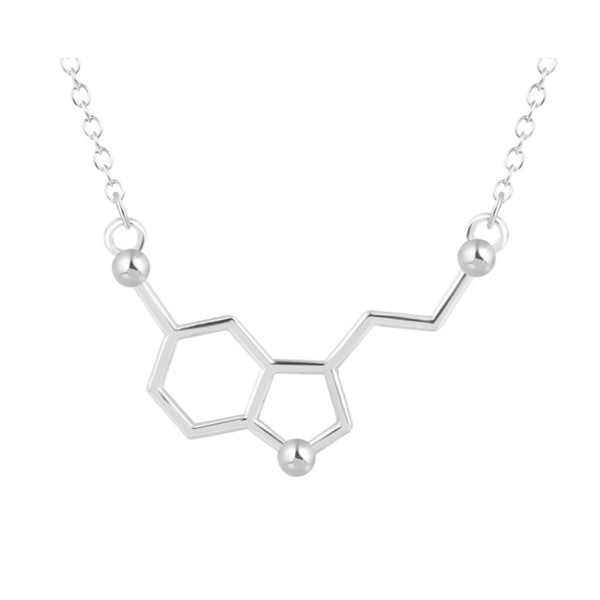 Halsband Molekyl Serotonin Molecule Kemi Silverpläterad.