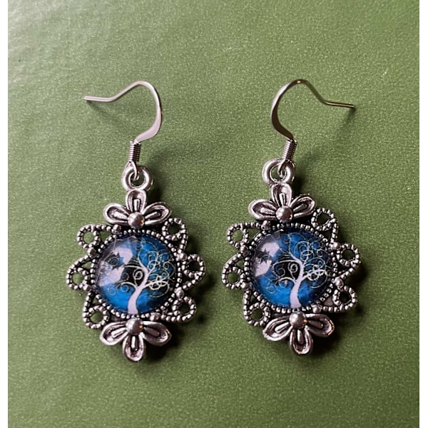 Earrings - Tree of Life - Blue Green