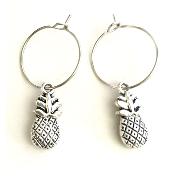 Creoler Örhängen Ananas Pineapple Rostfria Creoler - 2 storlekar Silver 3cm