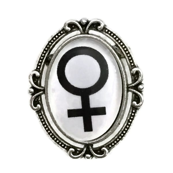 Pin Brosje Feminist Venus Kvinne Symbol Feminisme Sølv / Svart Black
