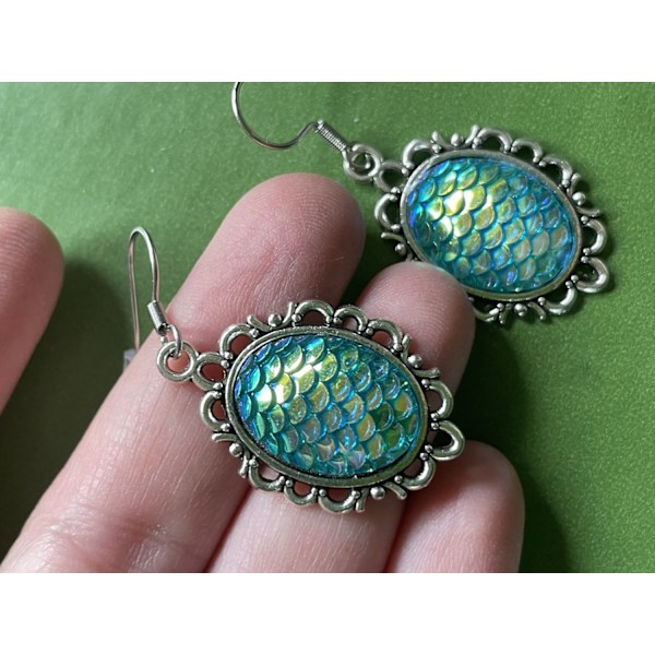 Earrings - Scale - Dragon - Turquoise Turquoise
