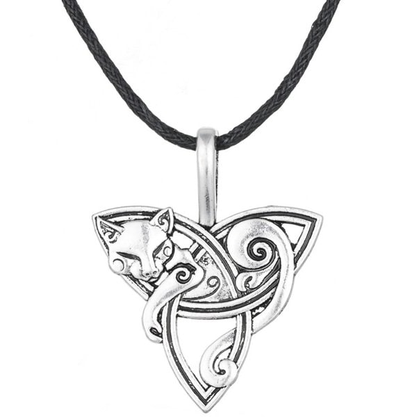 Halsband Keltisk Symbol Räv/Katt Wicca Pagan Mytologi Amulett Silver