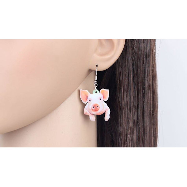 Earrings - Pig - Acrylic Multicolor