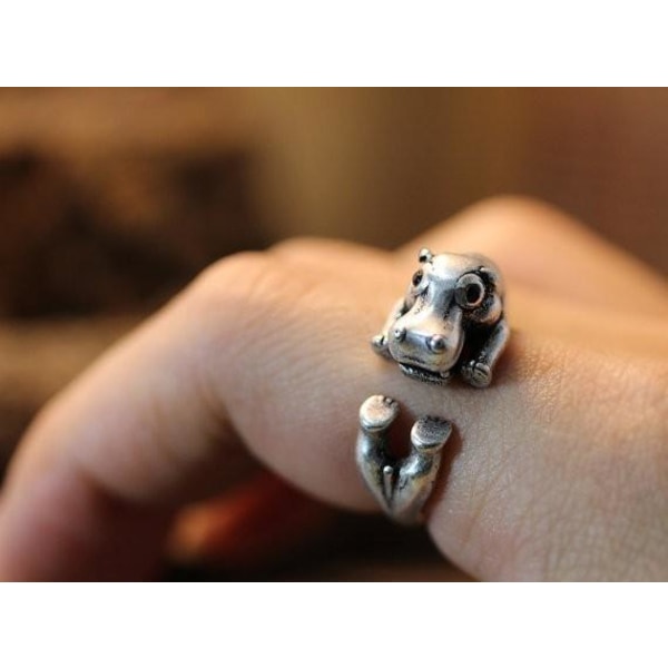 Ring Flodhäst Hippo Djur Ring Silver