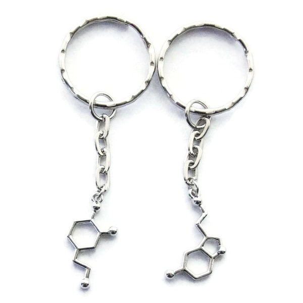 Nøglering Dopamin Serotonin Molecule Chemistry Buddy / Partner 2 stk Silver