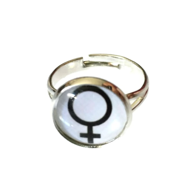 Ring - Kvinnesymbol - Venus - Svart/Hvit Black