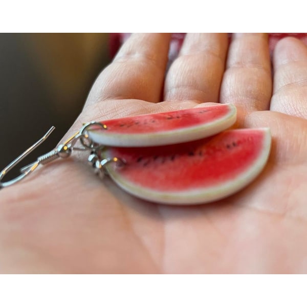 Örhängen VATTENMELON Melon Watermelon Frukt Akryl Oversize Mörkröd