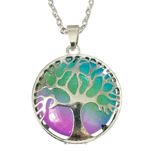 Halsband Livets Träd Lila/grön Tree Of Life Pagan Wicca Symbol multifärg