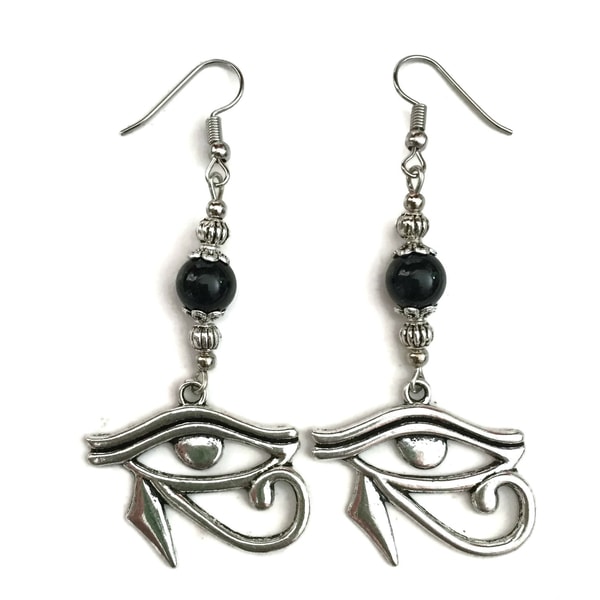 Örhängen Horus Öga Ra Udjat Egyptisk symbol Onyx Svart