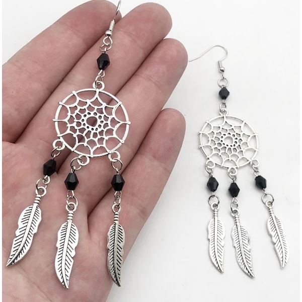 Örhängen Drömfångare Silver Mandala Svart Goth Rock