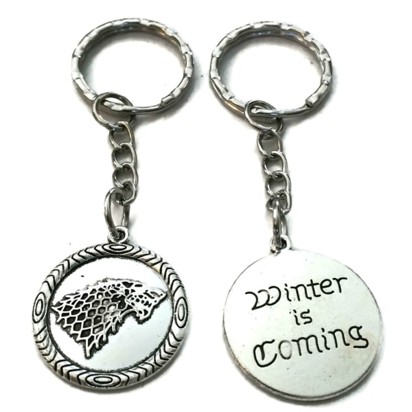 Nyckelring Winter is coming Game Of Thrones House Stark Vit