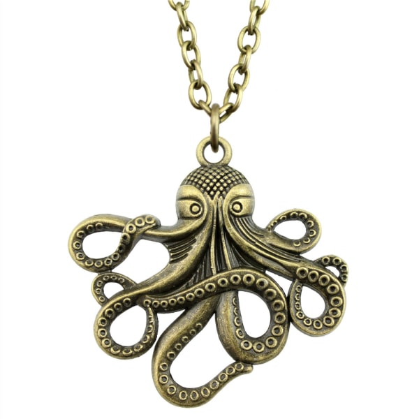 Halsband - Bläckfisk Octopus Kraken Cthulhu - Brons kedja/70