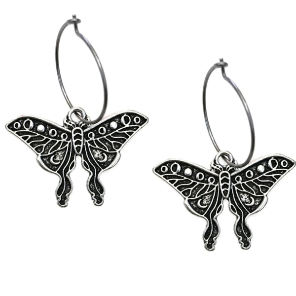 Creoler Slända Triple Moon Moth Fjäril Wicca  Rostfria ringar Silver