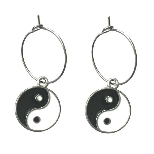 Örhängen Creoler Yin Yang Kraft Symbol Hoop Ringar multifärg