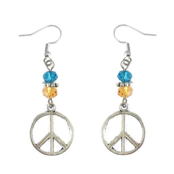 Earrings - Peace - Beads -Yellow - Blue Turquoise