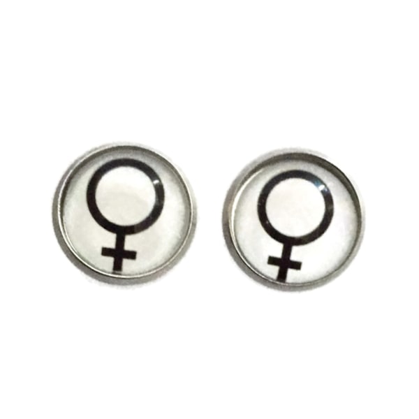Earrings - Female Symbol - Venus - Black/Silver - Studs